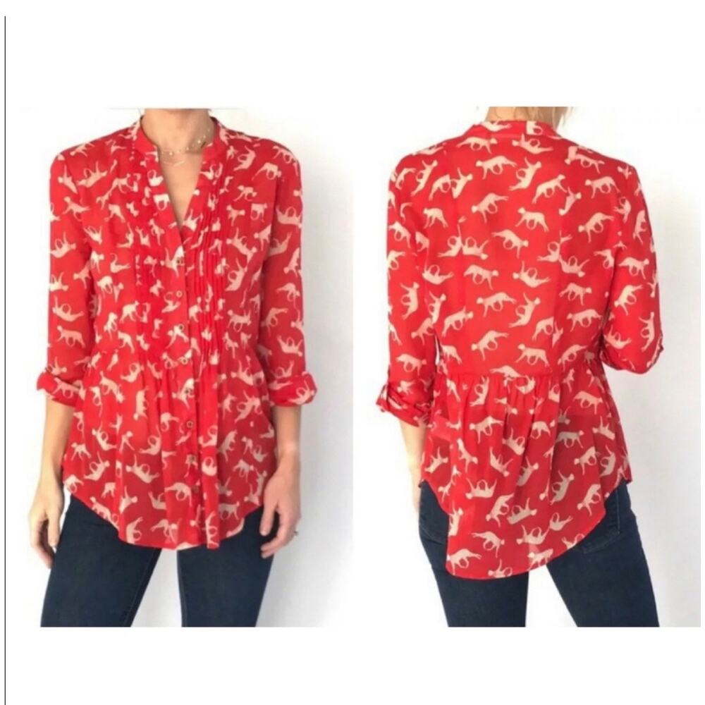 Anthropologie Maeve Cheetah Print Button Down Shirt Size 0